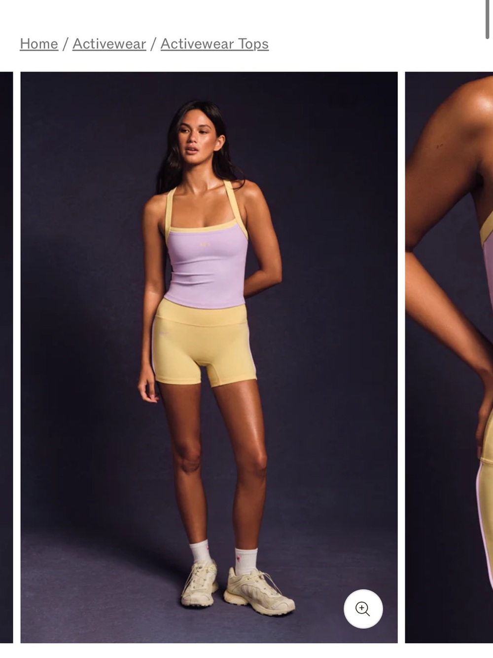 SET Active Lilac and Pale Yellow Sports Bra Tank
